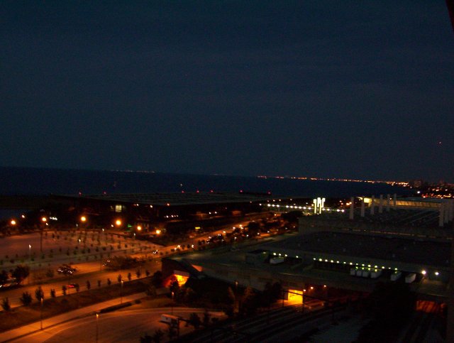 Southeast view over Lake Michigan, Indiana in the distance